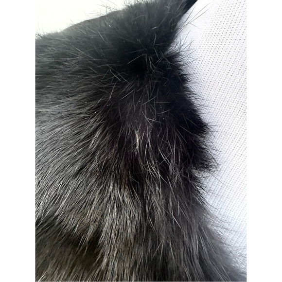 Vintage Black Rabbit Fur Coat By Joie Women Sz Medium Fit Jacket Great Condition - Picture 9 of 16